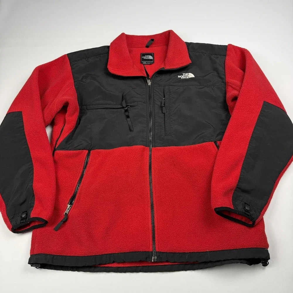 The North Face Denali Jacket Mens XL Red Black Polartec Fleece Full Zip Outdoor